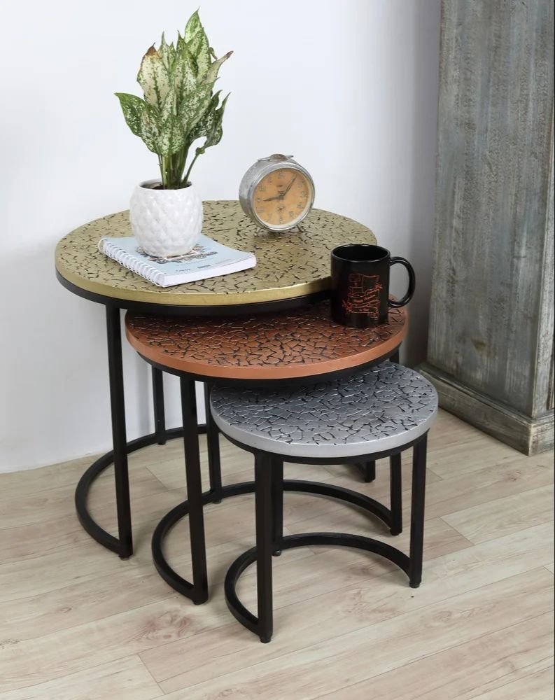 Round Wooden Nesting Table Set, 3 Tables At Rs 4500/Set In Jodhpur | Id ... pertaining to Expert Tips for Caring for Your Silver Rothesay Nesting Table Set