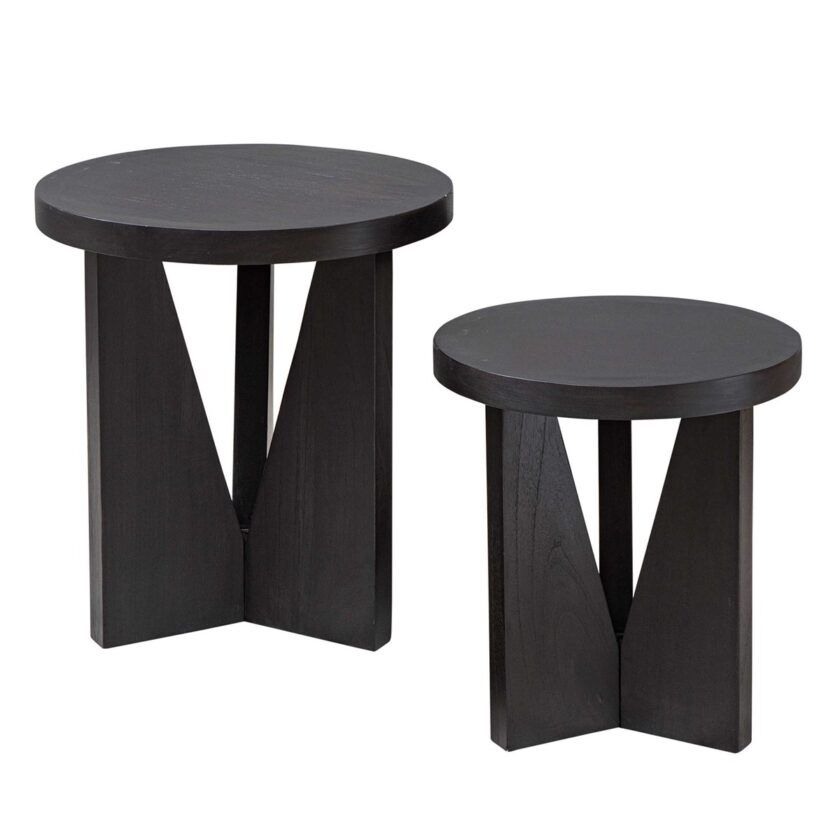 Set Of 2 Black Wood Nesting Tables | Nest Home &amp; Co. pertaining to
