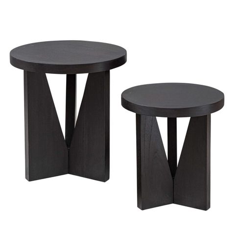 Set Of 2 Black Wood Nesting Tables | Nest Home & Co. pertaining to