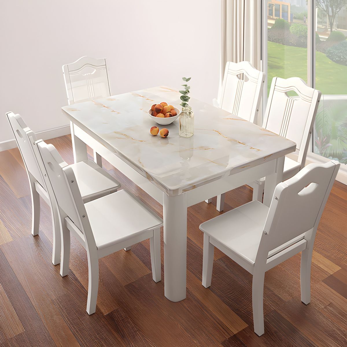 Simplicity Rectangle Dining Site Table Faux Marble Dining Room ... with