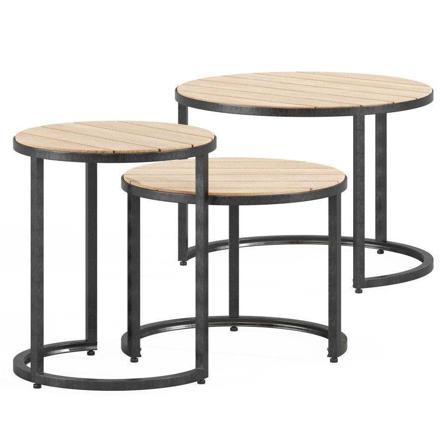 Three Industrial Nesting Tables - 3D Model For Vray, Corona intended for Styling Your Space with Industrial Nesting Tables Mocha Tops Black Frames
