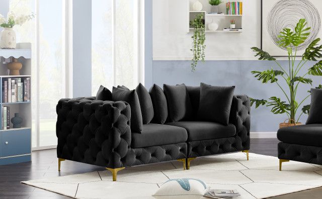 Tremblay Black Velvet Modular Sofa - Midcentury - Loveseats - By ... in Designing with the Tremblay Black Velvet Sofa