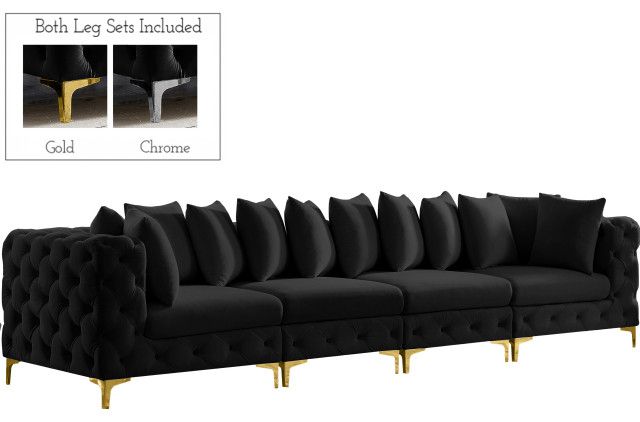 Tremblay Black Velvet Modular Sofa - Midcentury - Sectional Sofas - By ... within