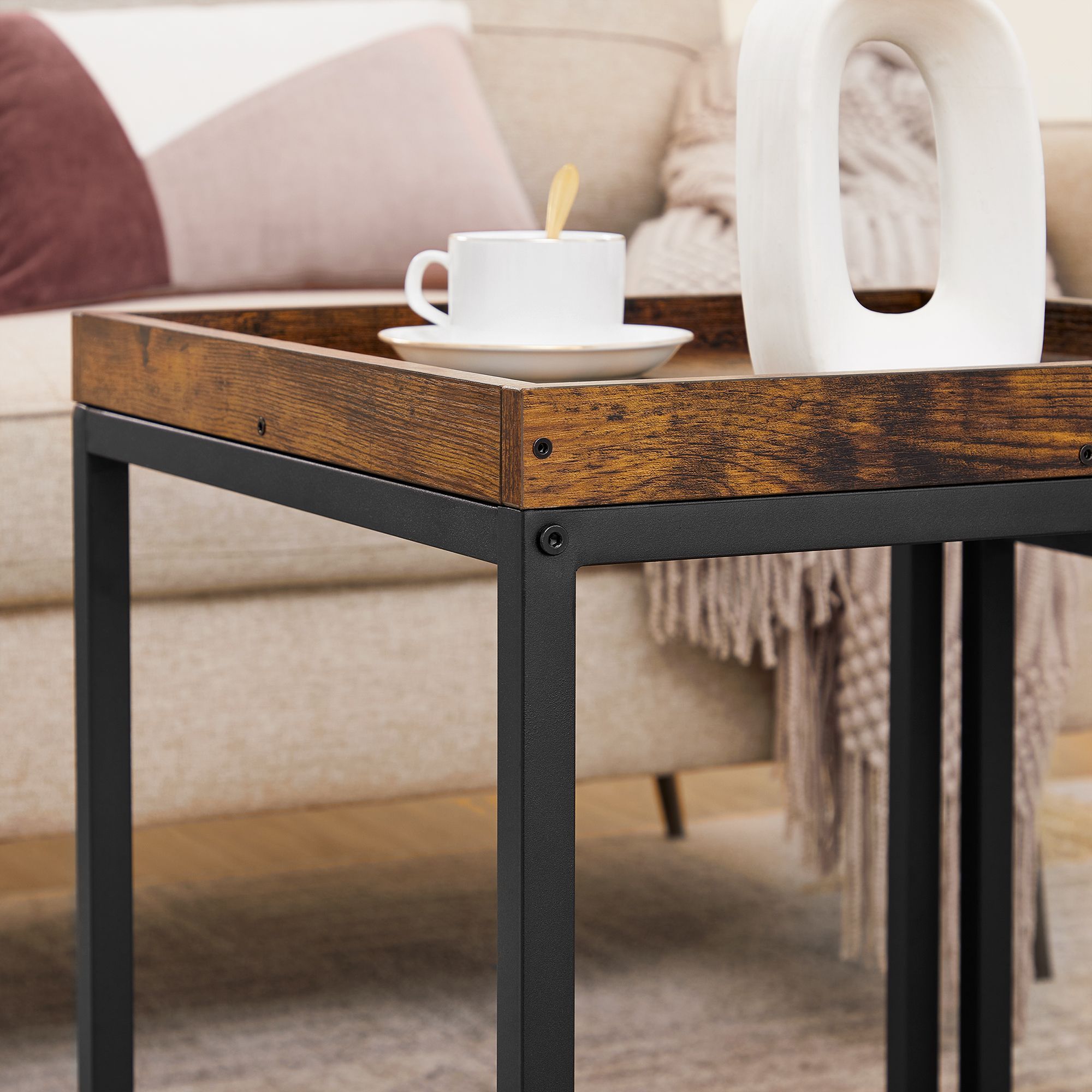 Vasagle Industrial Nesting Tables, Set Of 2 Side Tables, End Tables ... in