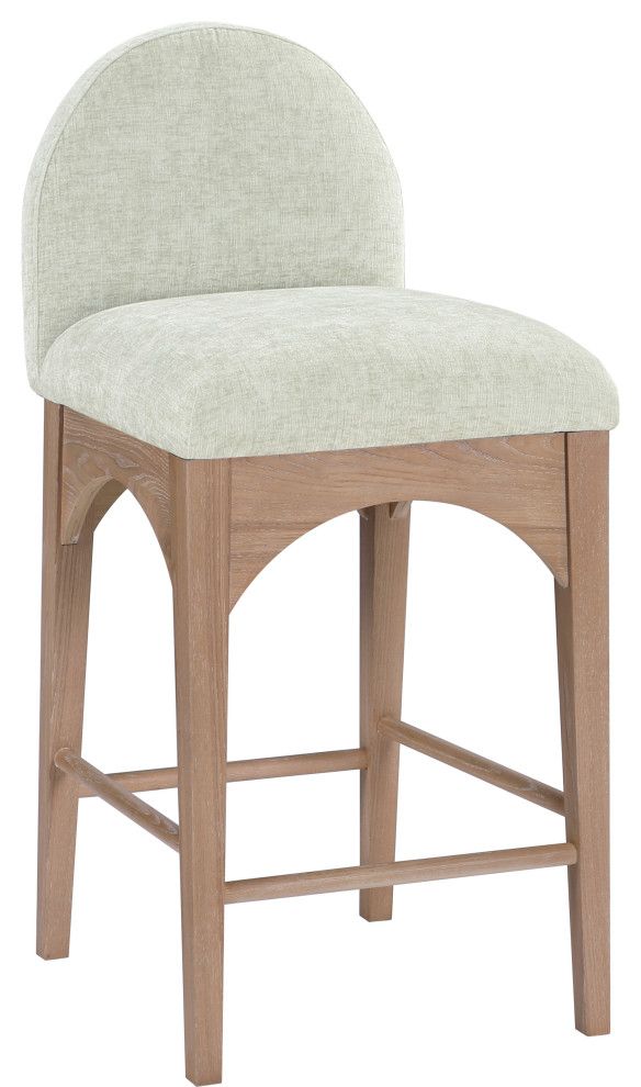 Waldorf Chenille Upholstered Stool, Black, Chenille, Natural Finish ... for