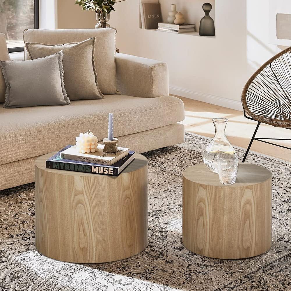Williamspace Nesting Coffee Table Set Of 2, Round Wooden, Wood Accent ... within