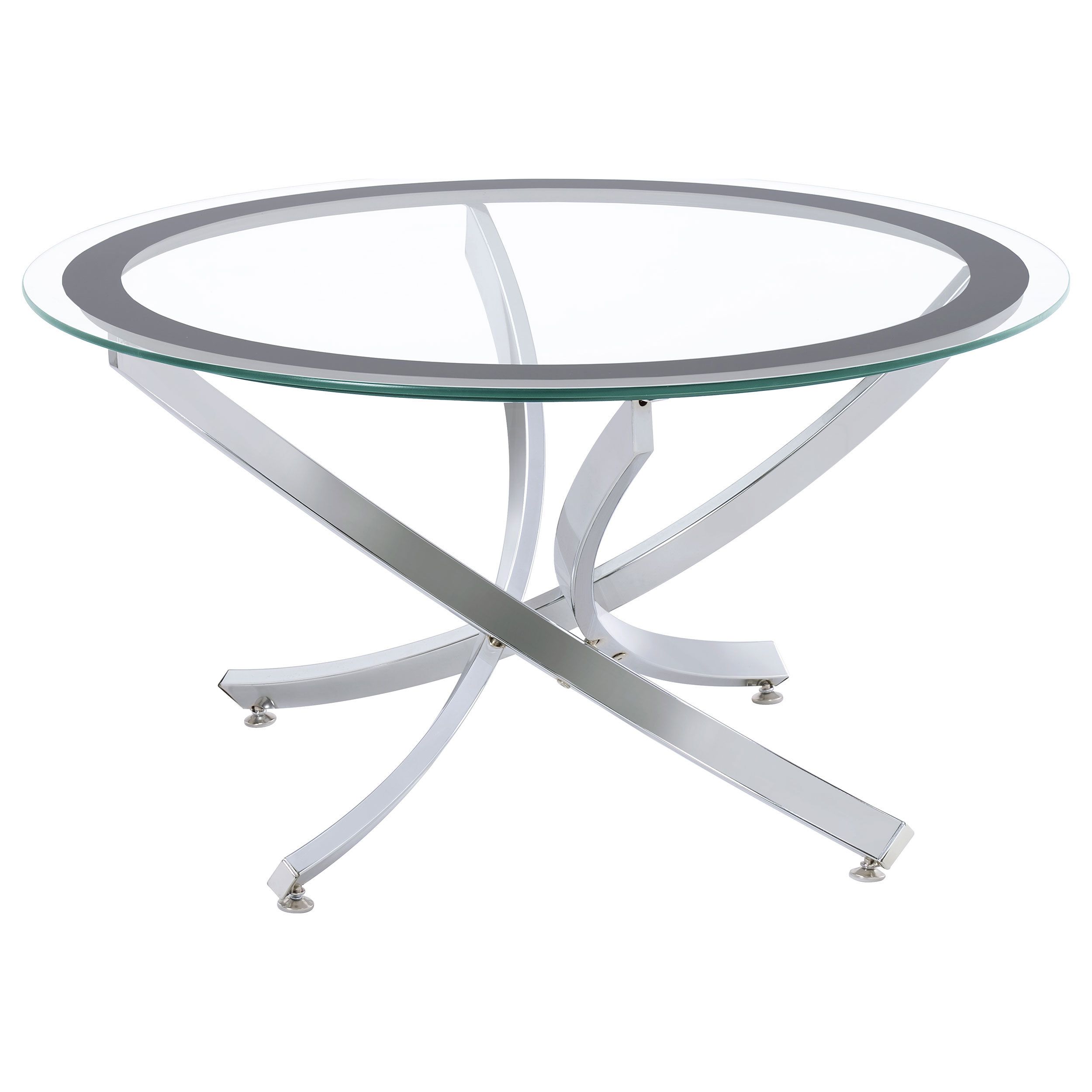 Wrought Studio™ Modern Appeal - Nally Round Glass Top Coffee Table ... intended for The Enduring Appeal of Chrome The Glanz Metal Coffee Table Set Explained