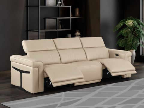 1126 Divanitalia Beige Top Grain Italian Leather Power Reclining Sofa With Dual Recliners And ... throughout Unveiling the Luxury of the Antonio Italian Leather Power Reclining Sofa with Headrests