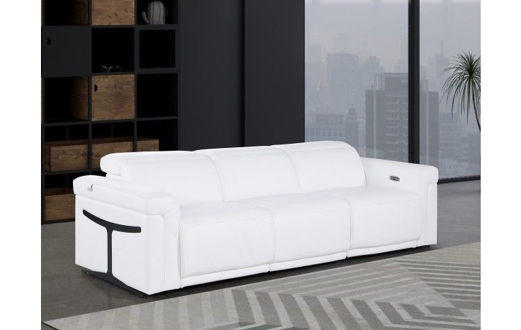 1126 Divanitalia White Top Grain Italian Leather Power Reclining Sofa With Dual Recliners And ... for Unveiling the Luxury of the Antonio Italian Leather Power Reclining Sofa with Headrests