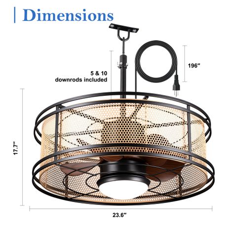 17 Stories 24" Outdoor Water-Proof Ceiling Fan W/ Dimmable Led Lights ... pertaining to How to select a ceiling fan that withstands outdoor elements year round
