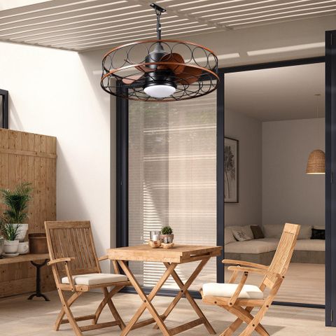 17 Stories 24“ Outdoor Water Proof Ceiling Fan W/ Led Lights Quiet Dc ... for Weather Resistant Ceiling Fan For Open Spaces