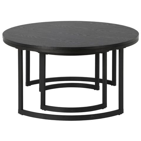 19.25 X 36 X 36 In. Black Manufactured Wood Round Nested Coffee Table ... in 35" Black Manufactured Wood Round Nested Coffee Tables, 2-Piece Set