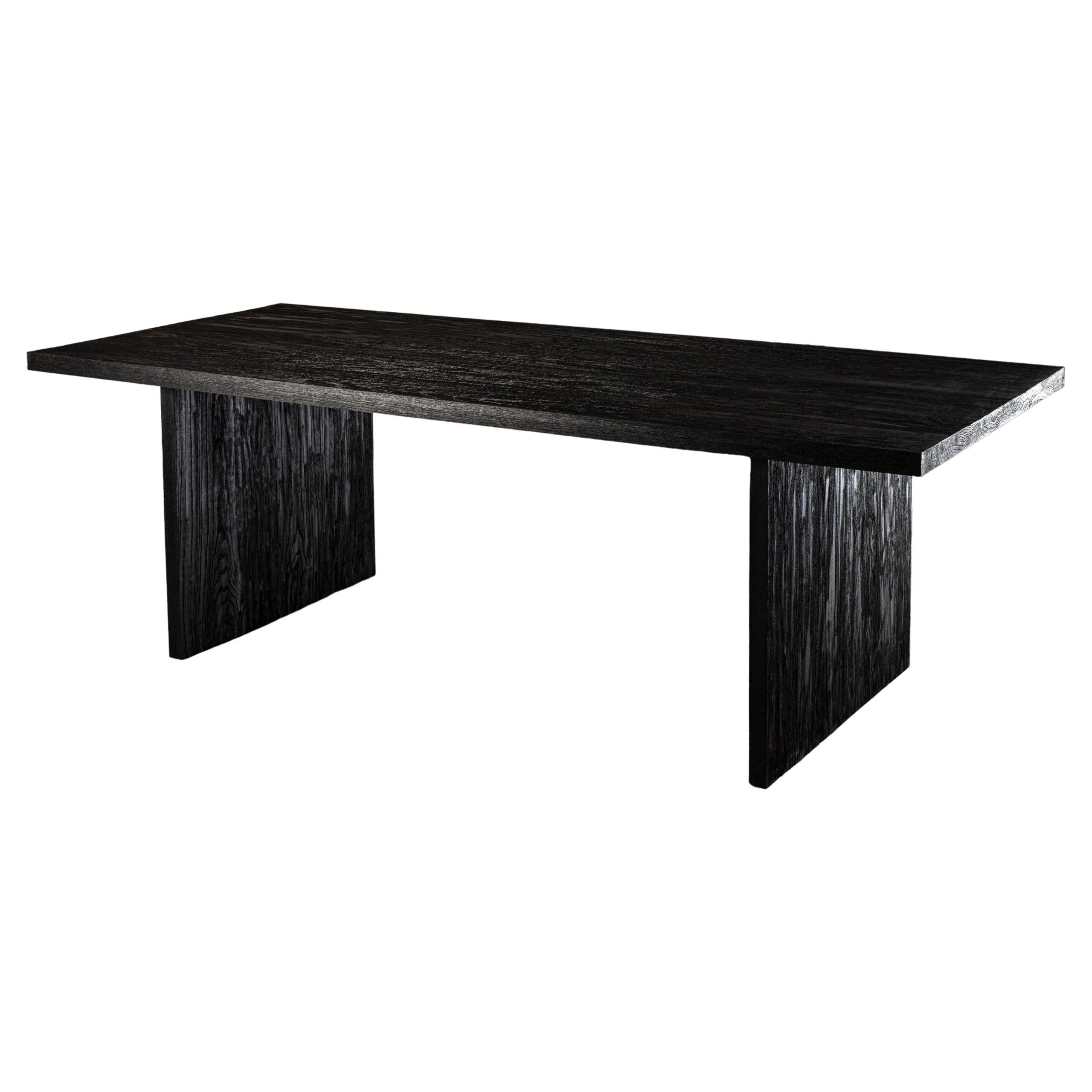 1957 Handcrafted Black Oak Rectangular Dining Table For Sale At 1Stdibs ... throughout Oak Solid Wood Black Dining Table, Black Color / 63&quot; Table
