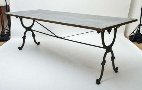 19Th Century Cast Iron Base Writing Or Dining Table With New Antiqued ... with regard to Wooden Dining Table With Iron Base