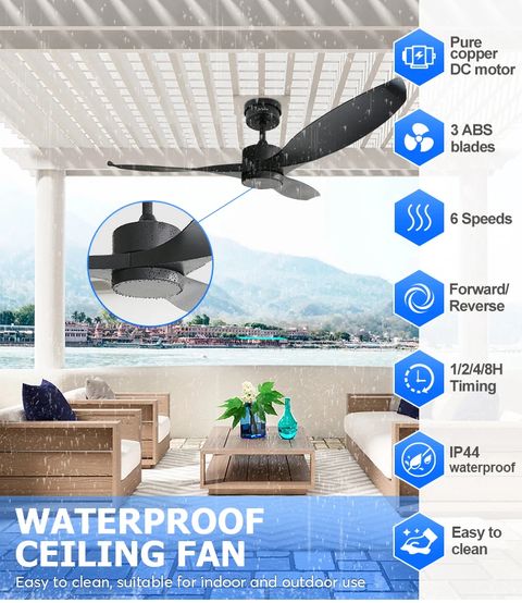 1Stshine Ceiling Fan Outdoor Ip44 Waterproof Black Abs Blades Ceiling ... for The Ultimate Guide to Installing and Maintaining Outdoor Ceiling Fans