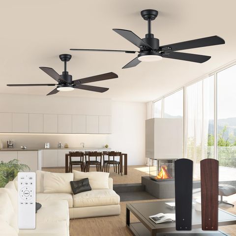 2 Pack 52" Ceiling Fans With Lights, Black Modern Ceiling Fan With ... for Modern Black Outdoor Ceiling Fan Quiet Motor