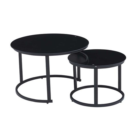 2 Piece Round Black Coffee Table Set | Decor Essentials within Integrating the Norden Coffee Table Set into Your Modern Home Decor