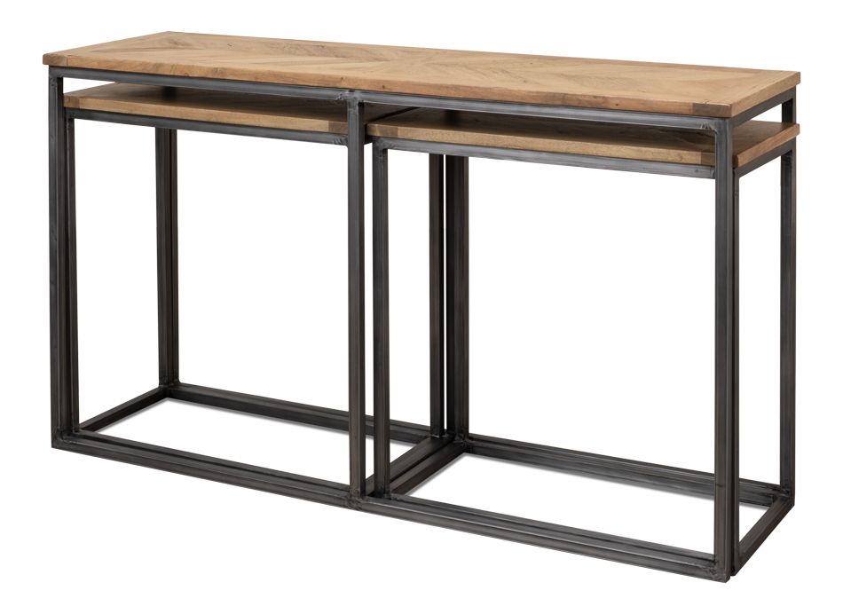 20 Best Collection Of Nesting Console Tables within Set Of 2 Retro Nesting Console Tables With Wood Tops And Black Iron Bases