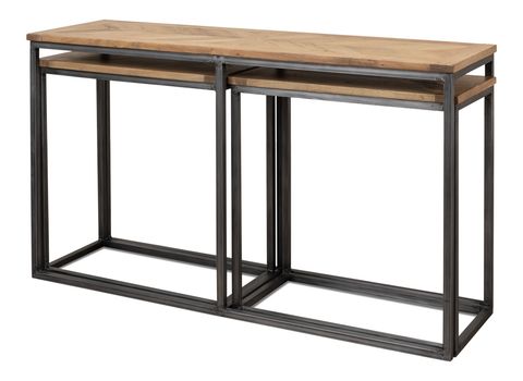 20 Best Collection Of Nesting Console Tables within Set Of 2 Retro Nesting Console Tables With Wood Tops And Black Iron Bases