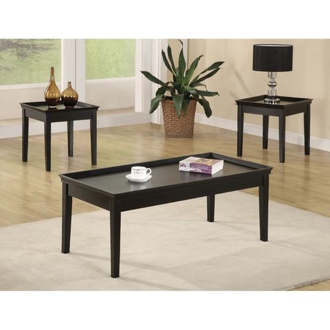 3-Piece Black Cocktail And End Table Set - Overstock™ Shopping - Great ... in Sloan Cocktail And End Tables 3-Piece Set
