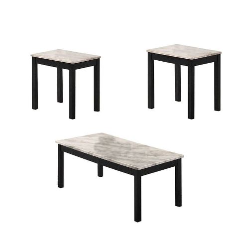 3 Piece Coffee Table And End Table With Faux Marble Top, Black And White with regard to A Closer Look at the Benzara BM233098 Coffee Table and End Table Set