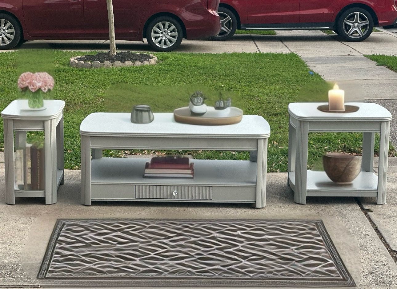 3 Piece Coffee Table Set For Sale In Houston, Tx - Offerup pertaining to Pine Wood 3-Piece Coffee Table Set, Dark Gray