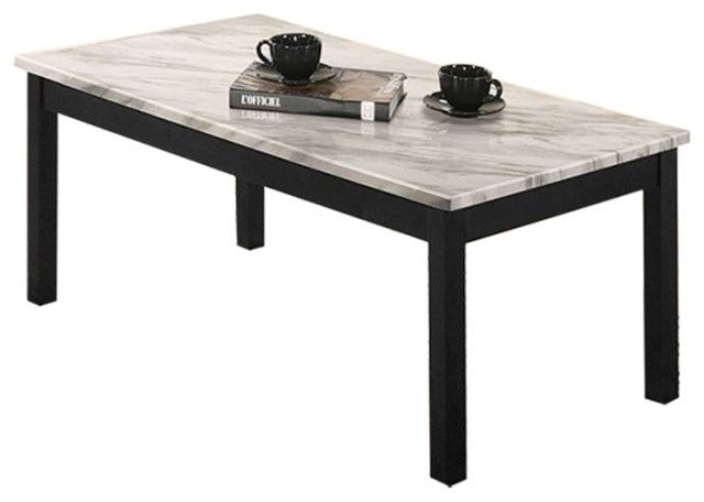 3 Piece Coffee Table With Faux Marble Top - Transitional - Coffee Table ... in A Closer Look at the Benzara BM233098 Coffee Table and End Table Set