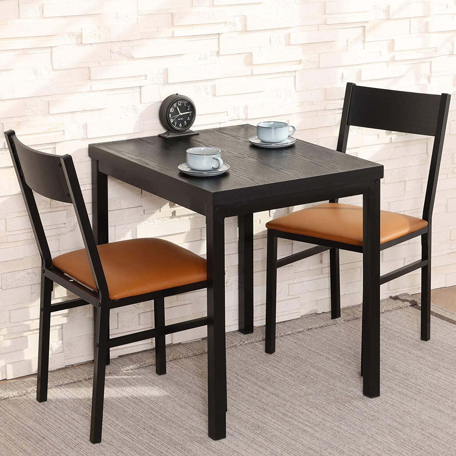 3 Piece Dining Table Set With Cushioned Chairs For 2, Rectangular ... with regard to Space-saving solutions for small dining table with 2 chairs set in compact homes