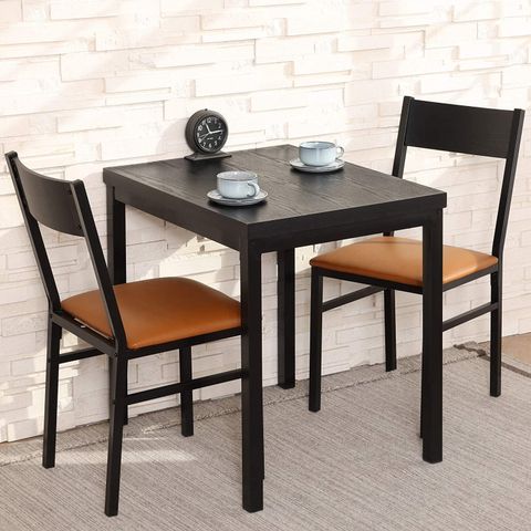 3 Piece Dining Table Set With Cushioned Chairs For 2, Rectangular ... with regard to Space-saving solutions for small dining table with 2 chairs set in compact homes