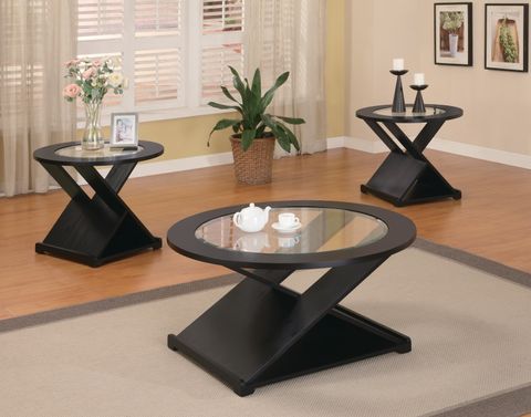 3 Piece Round Occasional Table Set - 701501 From Coaster (701501 ... within Coaster 2 Piece Glass Top Coffee Table And End Table Set In Black