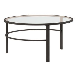 36&quot; Black And Clear Glass Round Nested Coffee Tables, 2-Piece Set ... regarding Creating a Stylish Living Space with Nested Coffee Table Sets