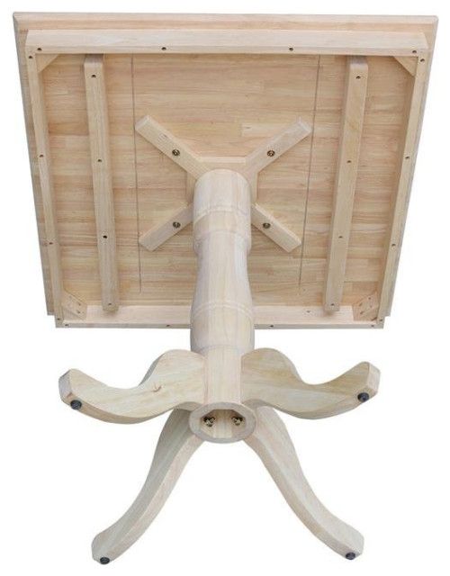 36&quot; X 36&quot; Natural Solid Wood Square Top Pedestal Table - 35.1&quot; Height ... with 36&quot; X 36&quot; Square Top Pedestal Table - 29.9&quot;H