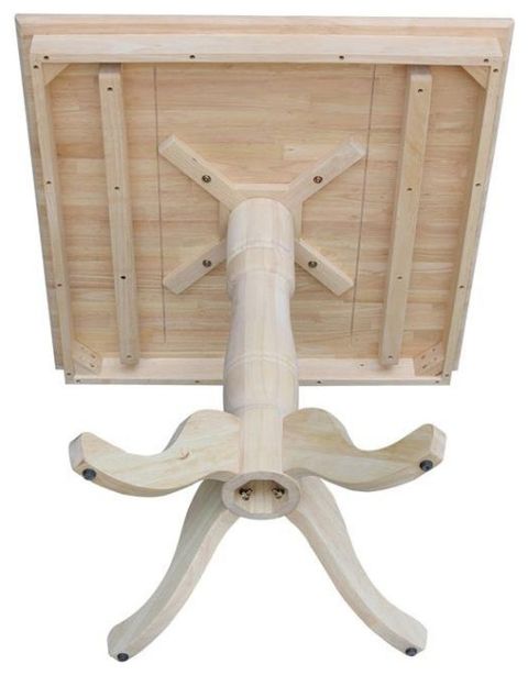36" X 36" Natural Solid Wood Square Top Pedestal Table - 35.1" Height ... with 36" X 36" Square Top Pedestal Table - 29.9"H