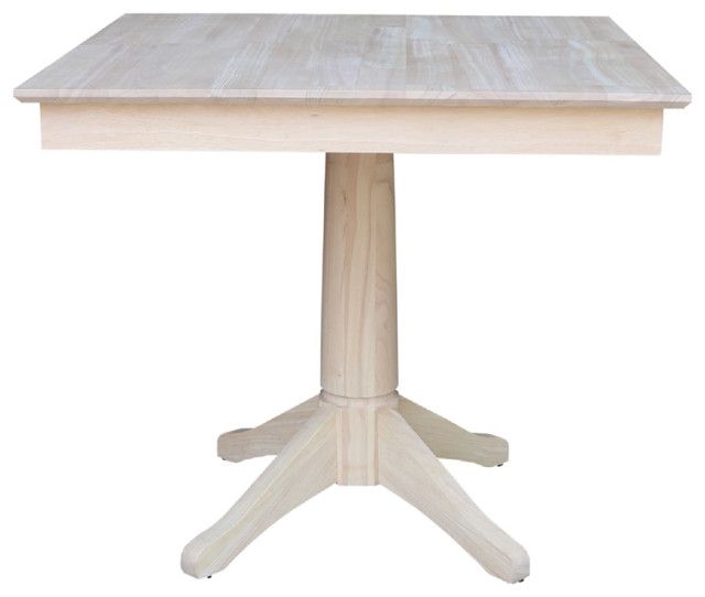 36&quot; X 36&quot; Unfinished Solid Wood Square Top Pedestal Table With 4 Chairs ... inside 36&quot; X 36&quot; Square Top Pedestal Table - 29.9&quot;H