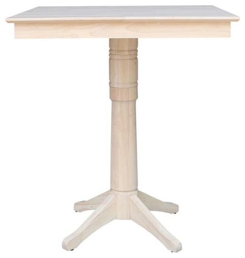 36" X 36" Unfinished Solid Wood Square Top Pedestal Table With 4 Stools ... throughout 36" X 36" Square Top Pedestal Table - 29.9"H