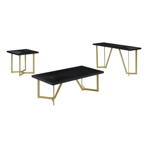 3Pc Black Wood Coffee Table Set With Gold Painted Legs | Best Buy Canada pertaining to Chic and Sophisticated White Wood Coffee Table Sets with Gold Painted Legs Explained