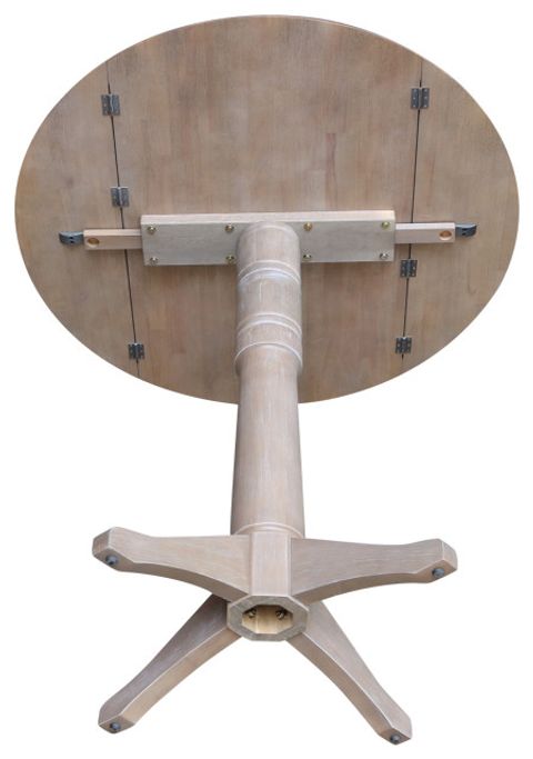 42" Round Dual Drop Leaf Pedestal Table - 42.3 "H - Farmhouse - Indoor Pub And Bistro Tables ... intended for 42" Round Dual Drop Leaf Pedestal Table - 35.5 "H, Washed Gray Taupe