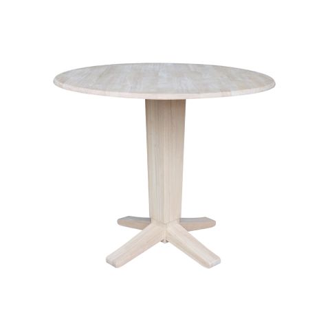 42" Round Solid Wood Dual Drop Leaf Pedestal Counter Height Dining ... in 42" Round Solid Wood Dual Drop Leaf Pedestal Table - Unfinished