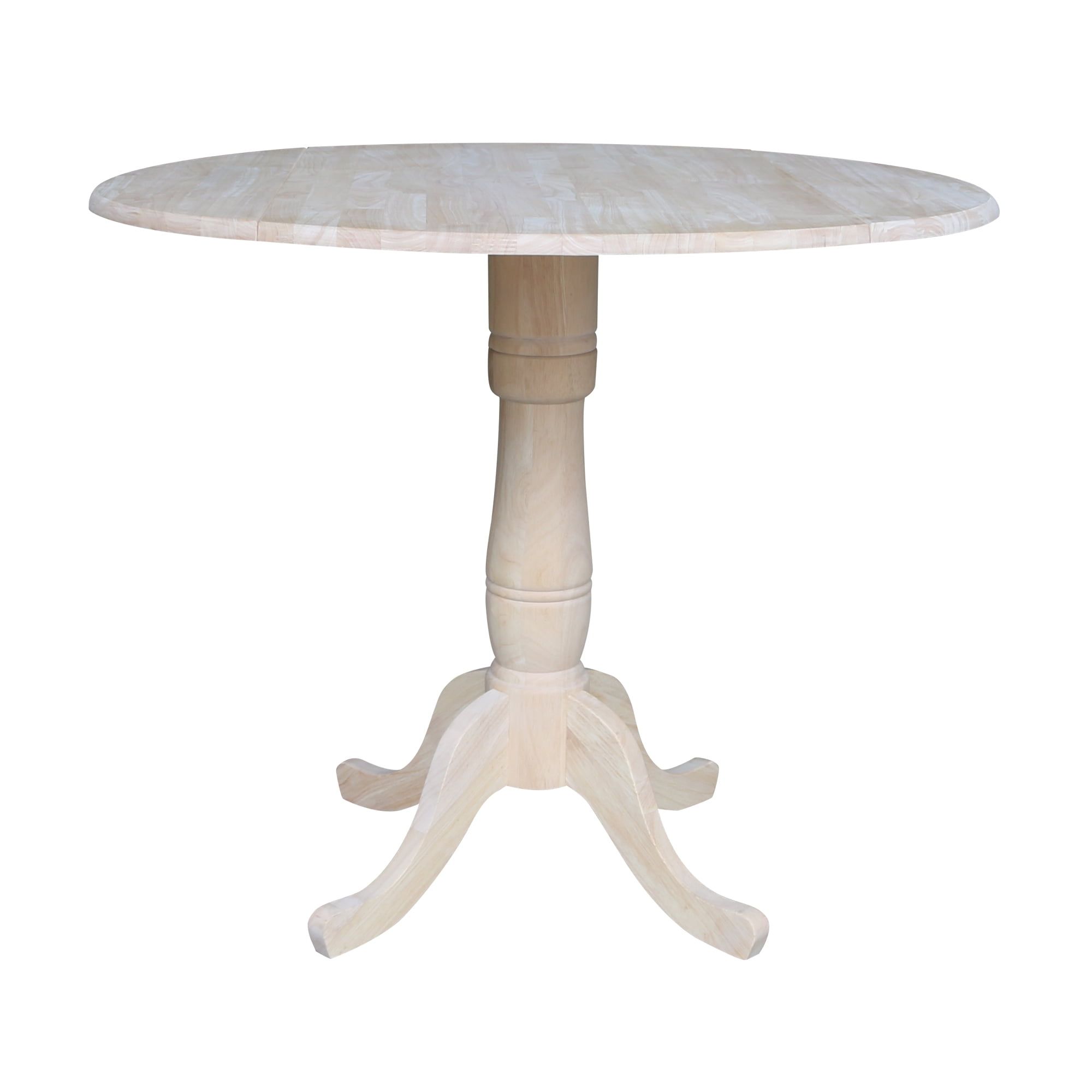 42&quot; Round Solid Wood Dual Drop Leaf Pedestal Table - Unfinished - 35.5 ... with regard to 42&quot; Round Solid Wood Dual Drop Leaf Pedestal Table - Unfinished