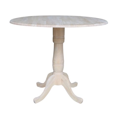 42" Round Solid Wood Dual Drop Leaf Pedestal Table - Unfinished - 35.5 ... with regard to 42" Round Solid Wood Dual Drop Leaf Pedestal Table - Unfinished