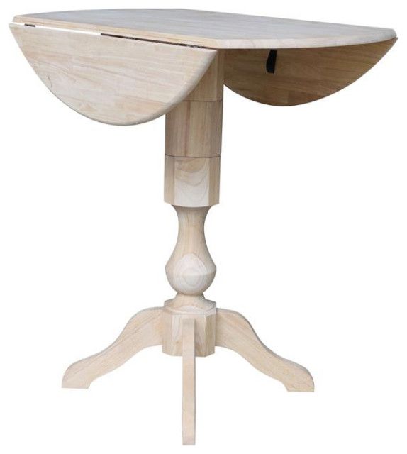 42&quot; Round Solid Wood Dual Drop Leaf Pedestal Table - Unfinished ... regarding 42&quot; Round Solid Wood Dual Drop Leaf Pedestal Table - Unfinished