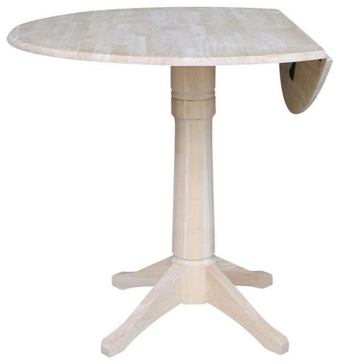 42" Round Solid Wood Dual Drop Leaf Pedestal Table - Unfinished ... regarding From Blank Canvas to Beautiful A Guide to Personalizing Your Pedestal Table