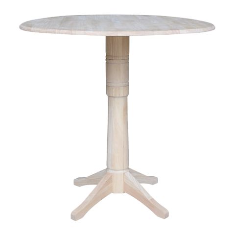 42" Round Solid Wood Dual Drop Leaf Pedestal Table - Unfinished ... with 42" Round Solid Wood Dual Drop Leaf Pedestal Table - Unfinished