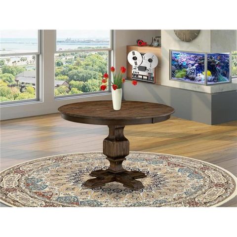 48 In. Ferris Round Dining Table With Pedestal & Rustic Rubberwood Table - Distressed Jacobean ... with Irving Dining Table, Rustic Rubberwood Table In Distressed Jacobean Finish, 48"