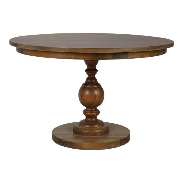 48 Round Pedestal Dining Table | Chairish throughout The Craftsmanship Behind the Evie 48&quot; Pedestal Dining Table in Antique Cherry