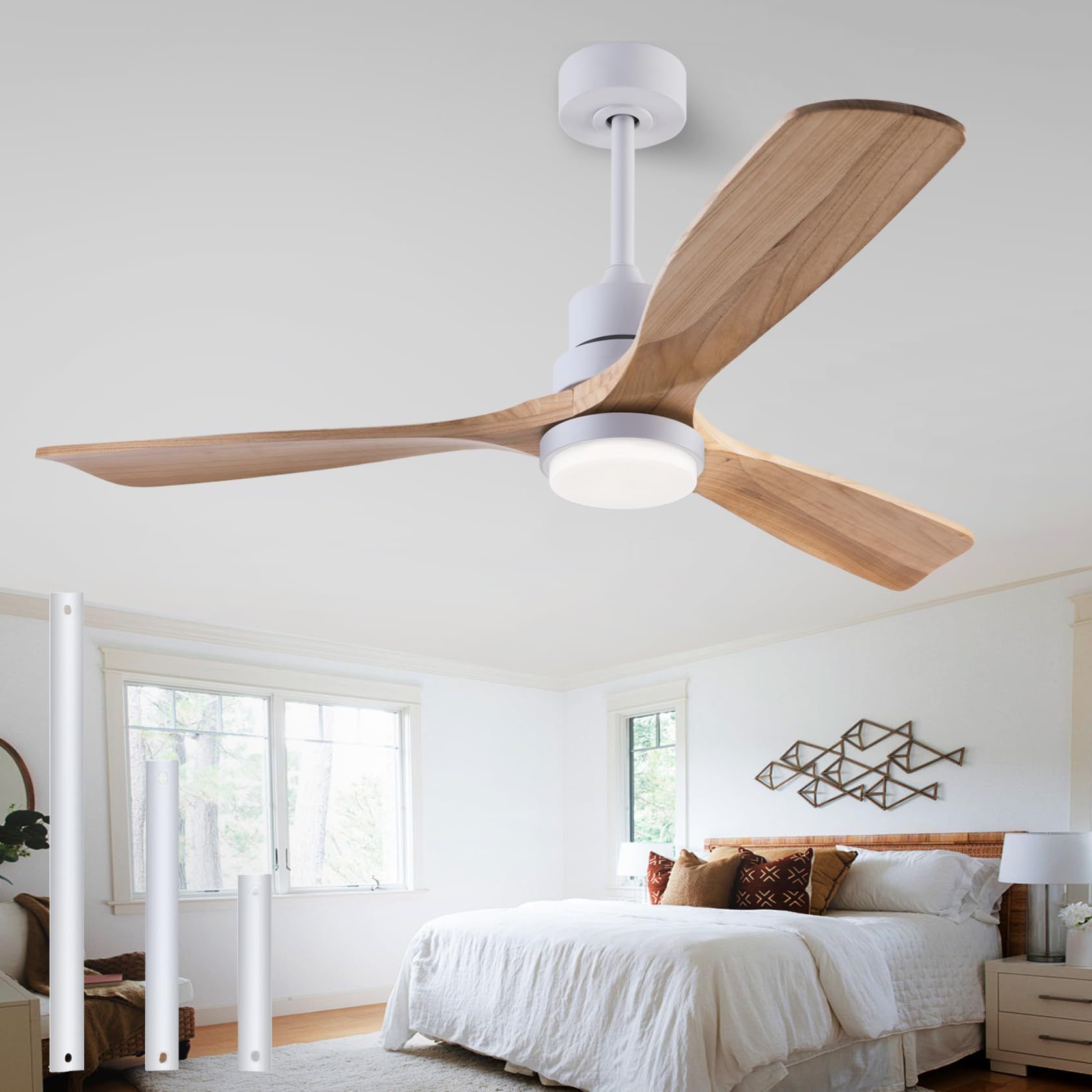 48&quot; Wooden Ceiling Fan With Lighted Remote Control, Indoor Outdoor ... in The art of selecting two tone blade outdoor ceiling fans