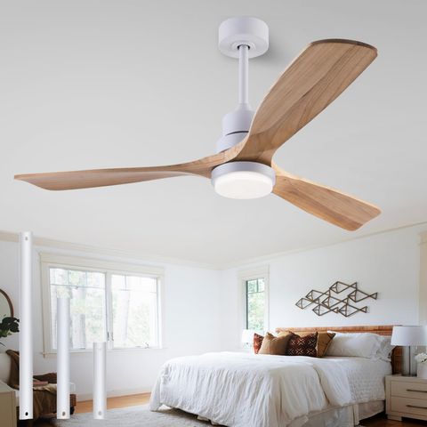 48" Wooden Ceiling Fan With Lighted Remote Control, Indoor Outdoor ... in The art of selecting two tone blade outdoor ceiling fans