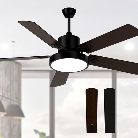 52 Black Outdoor Ceiling Fan With Light | Shelly Lighting with Weather Resistant Outdoor Ceiling Fan Black Matte