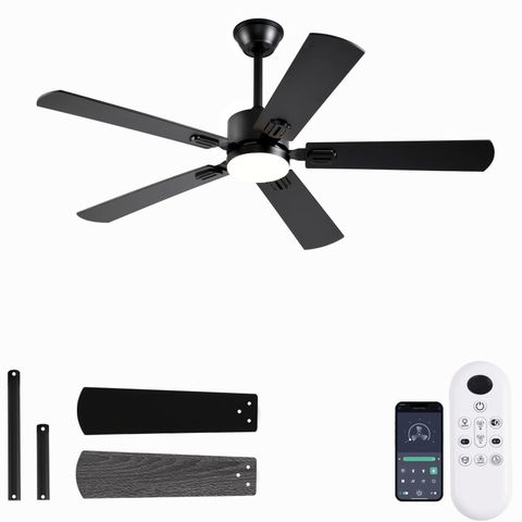 52 Inch Modern Ceiling Fans With Lights App/Remote Control, Low Profile ... with Outdoor Ceiling Fan With App Remote Control