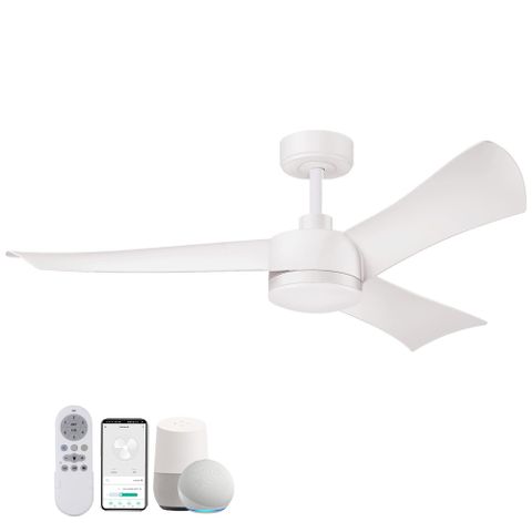52 Inch White Smart Ceiling Fans With Lights And Remote Control,Quiet ... regarding Smart Outdoor Ceiling Fan With Wifi Control
